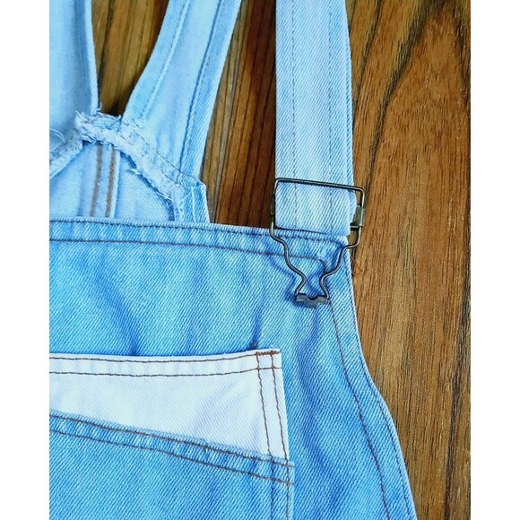 Vintage 90s Mastik Painted Denim Overalls Shorts Shortalls Women Size M USA - Picture 3 of 13